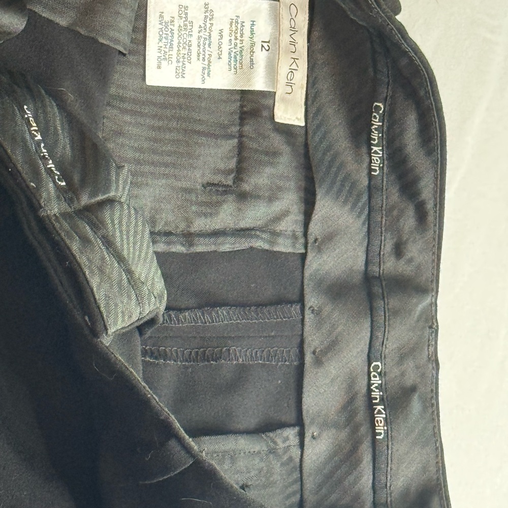 Calvin Klein Brand, Boy’s Black Button Close Dress Pants, (Sz 12 Husky) Clothing - Picture 3 of 9